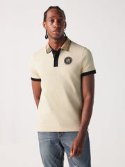 True Religion Men Cream Solid Polo Tshirt
