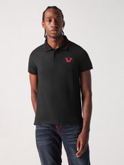 True Religion Men Black Solid Polo Tshirt