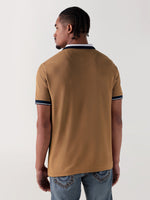 TRUE RELIGION Men Beige Logo Regular Fit Polo T-Shirt