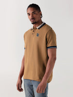TRUE RELIGION Men Beige Logo Regular Fit Polo T-Shirt