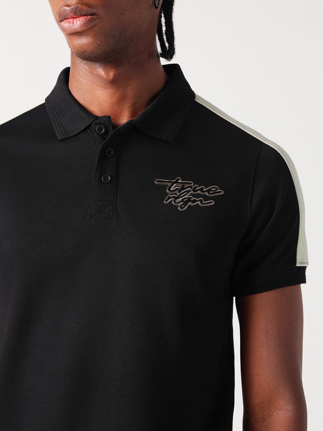 True Religion Men Black Solid Polo Tshirt