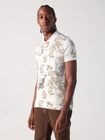 True Religion Men Cream Graphic Polo Tshirt