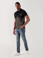 TRUE RELIGION Men Black Printed Regular Fit Polo T-Shirt