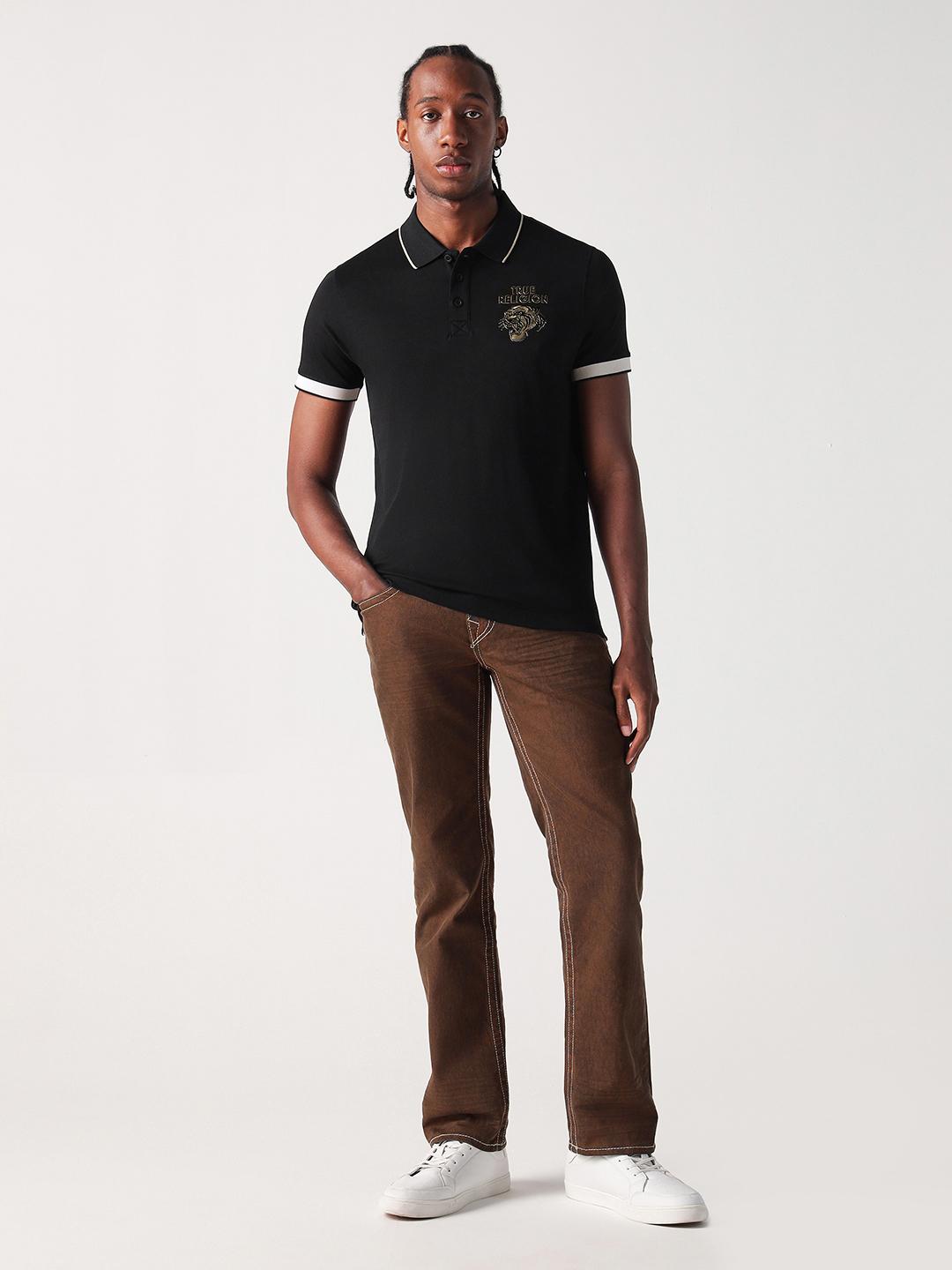True Religion Men Black Solid Polo Tshirt