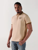 TRUE RELIGION Men Beige Textured Regular Fit Polo T-Shirt