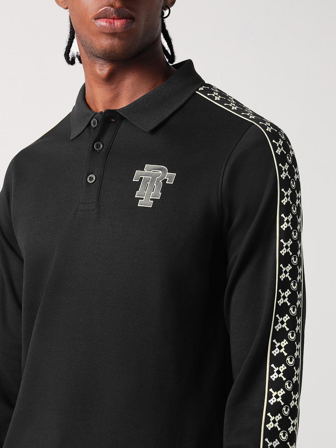 True Religion Men Black Solid Polo Tshirt