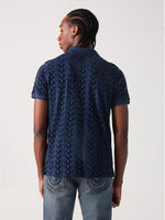 True Religion Men Blue Printed Polo Tshirt