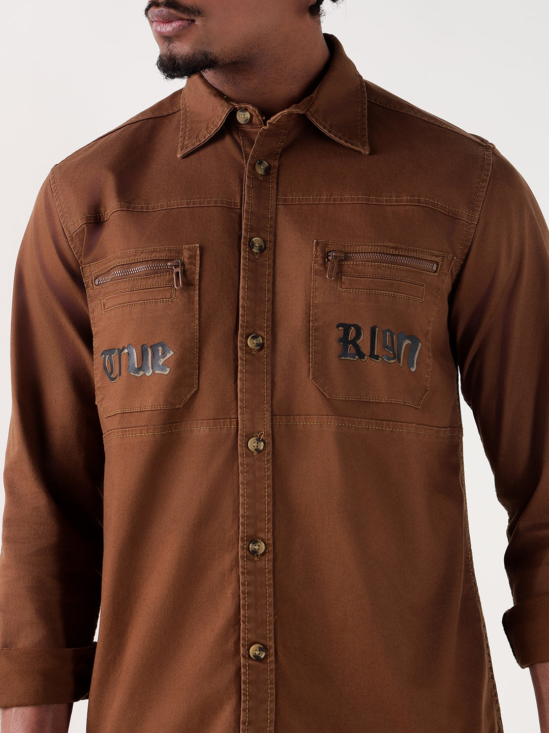 TRUE RELIGION Men Brown Regular Fit Shirt