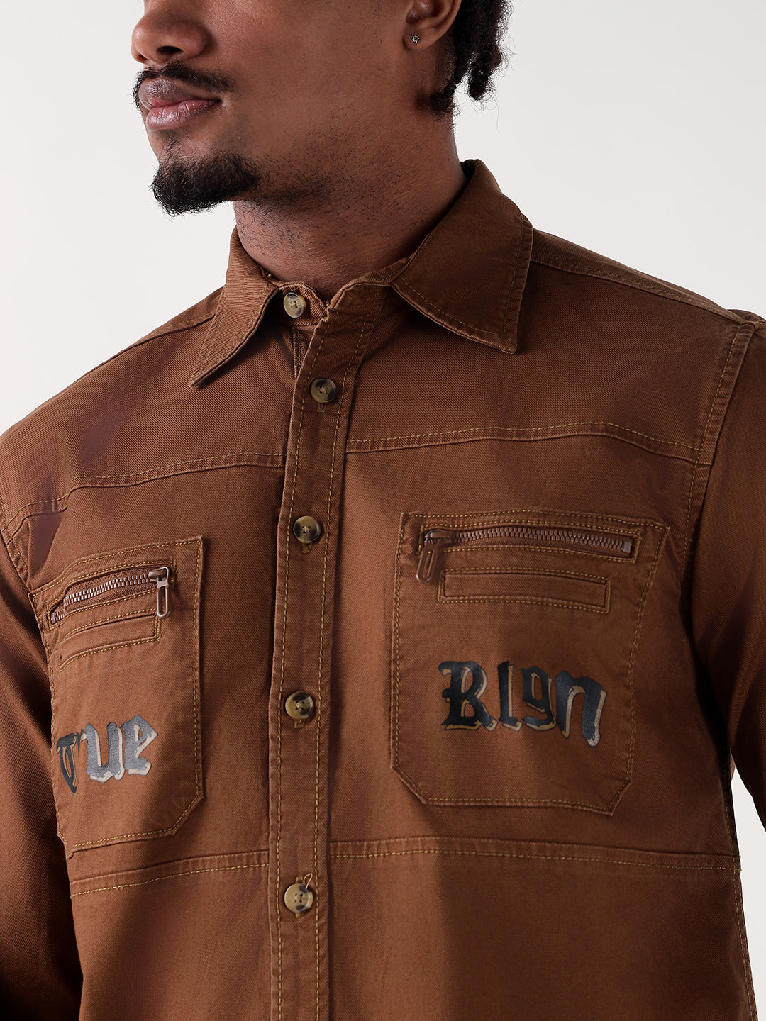 Men brown regular fit shirt
