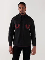 TRUE RELIGION Men Black Regular Fit Shirt