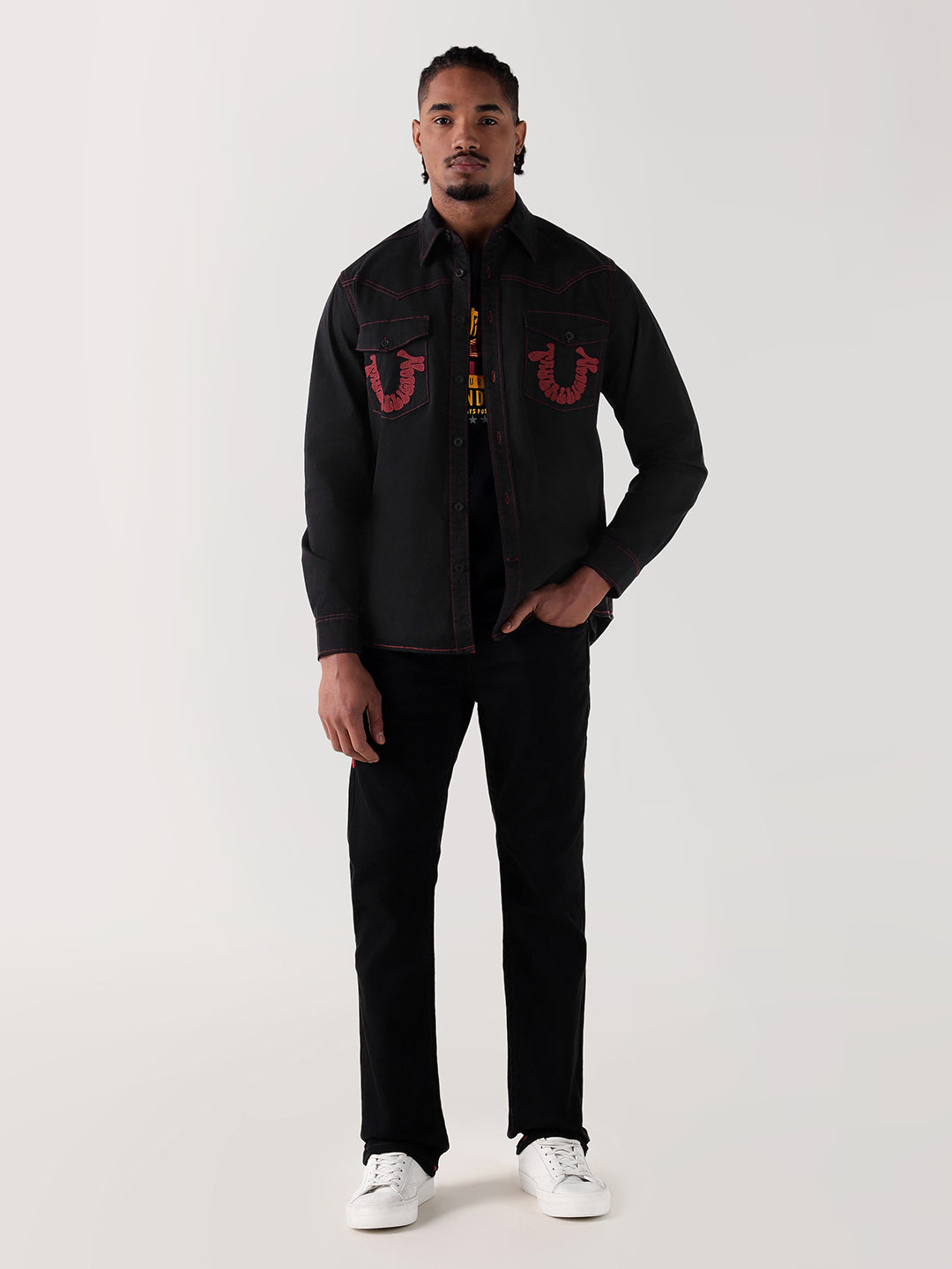 Men black regular fit shirt