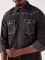 TRUE RELIGION Men Black Regular Fit Shirt