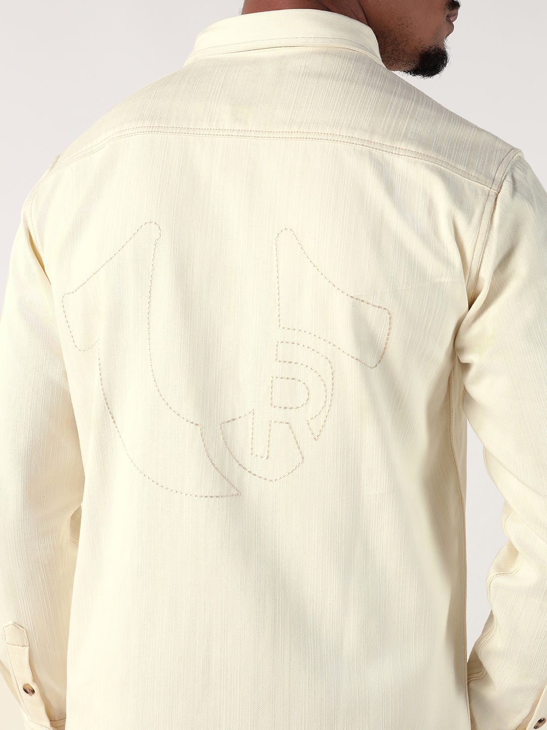 Men cream regular fit shirt