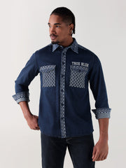 TRUE RELIGION Men Navy Blue Regular Fit Shirt