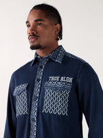 TRUE RELIGION Men Navy Blue Regular Fit Shirt