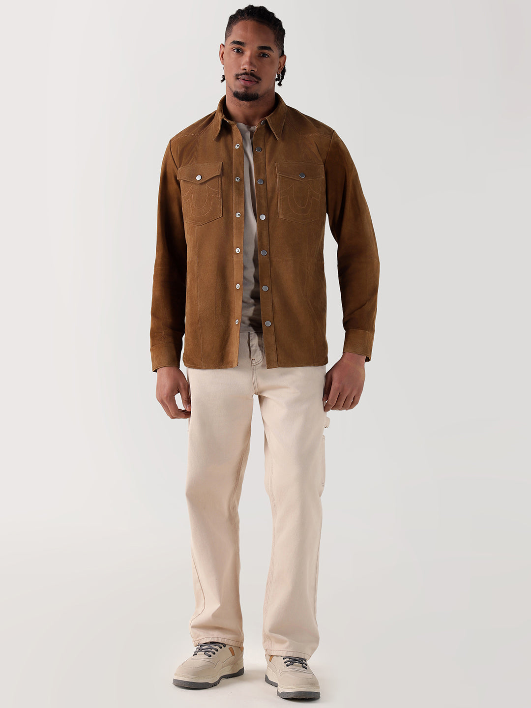 Men brown regular fit shirt