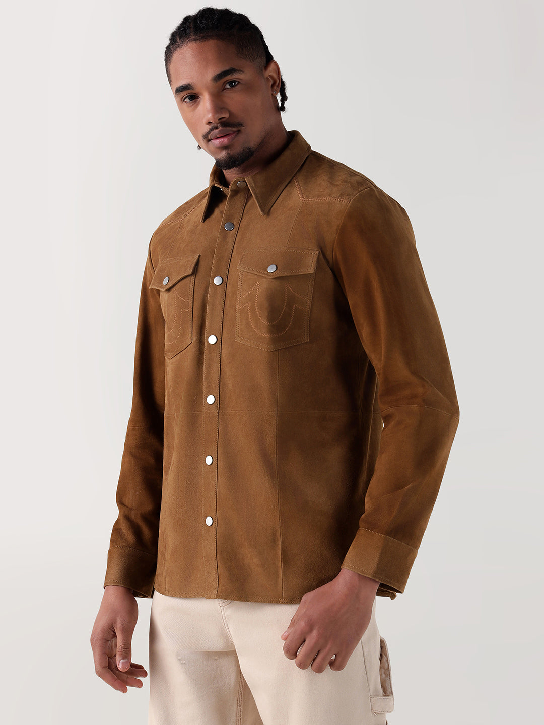Men brown regular fit shirt