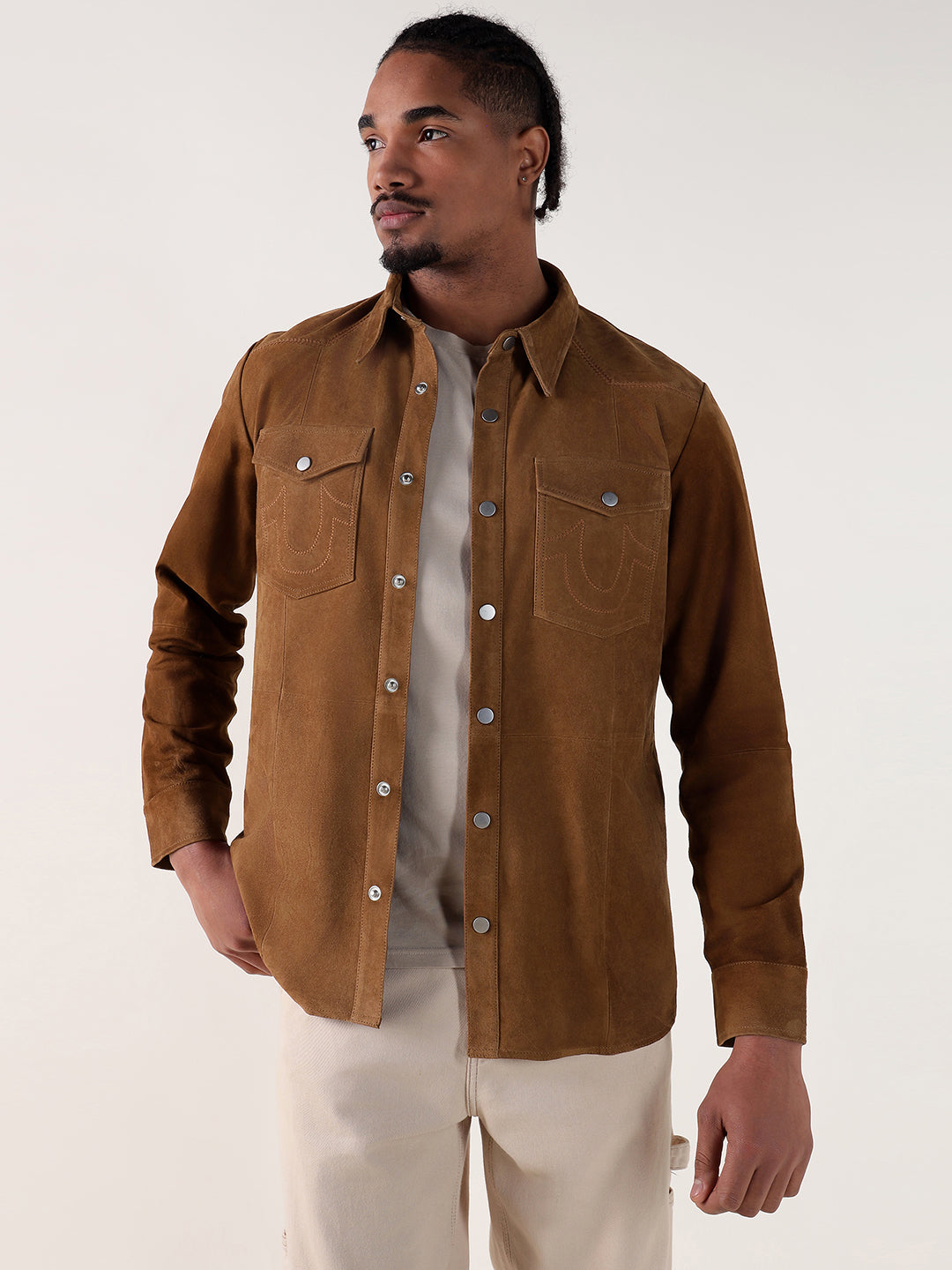 Men brown regular fit shirt