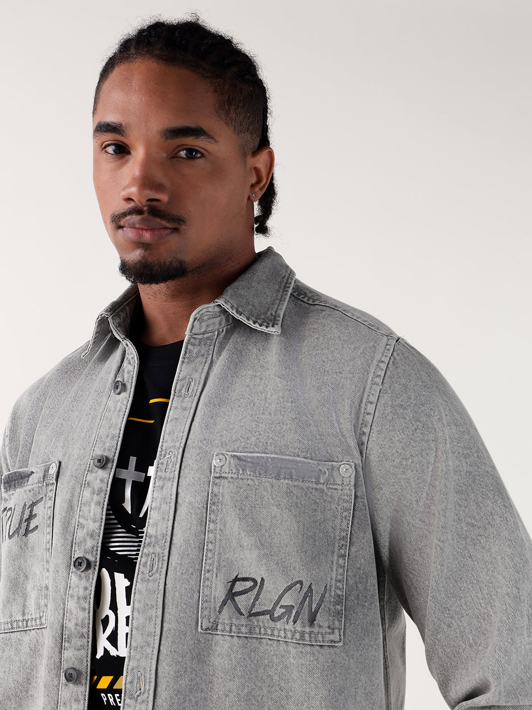 Men grey regular fit shirt