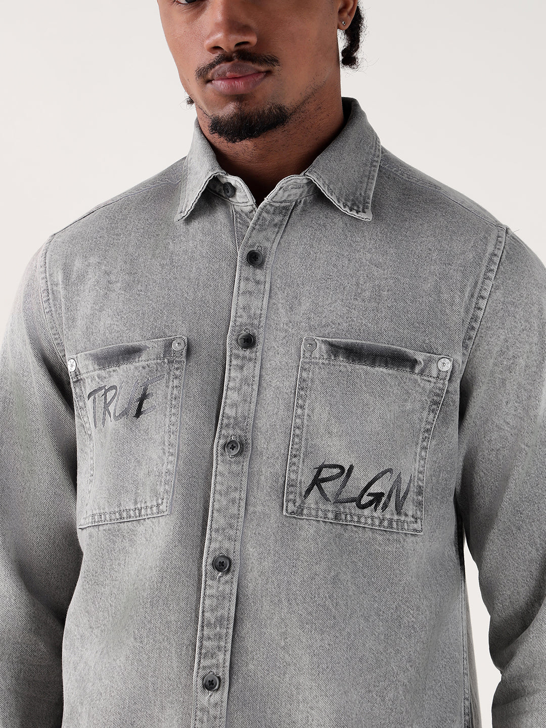 Men grey regular fit shirt