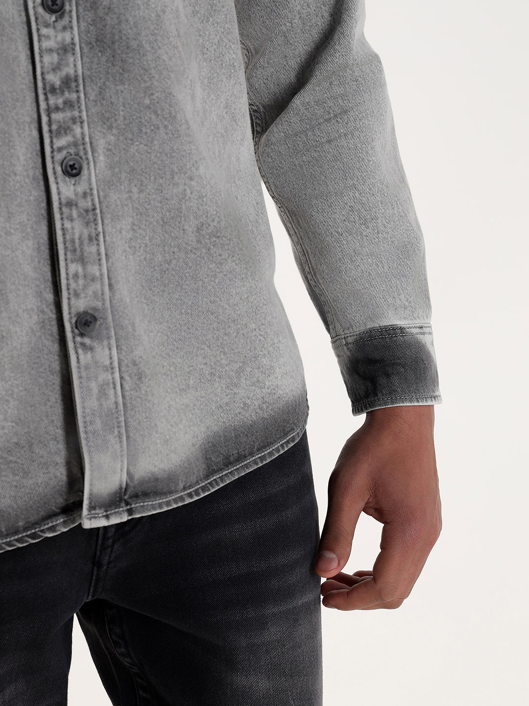 Men grey regular fit shirt