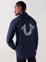 True Religion Men Navy Blue Regular Fit Shirt