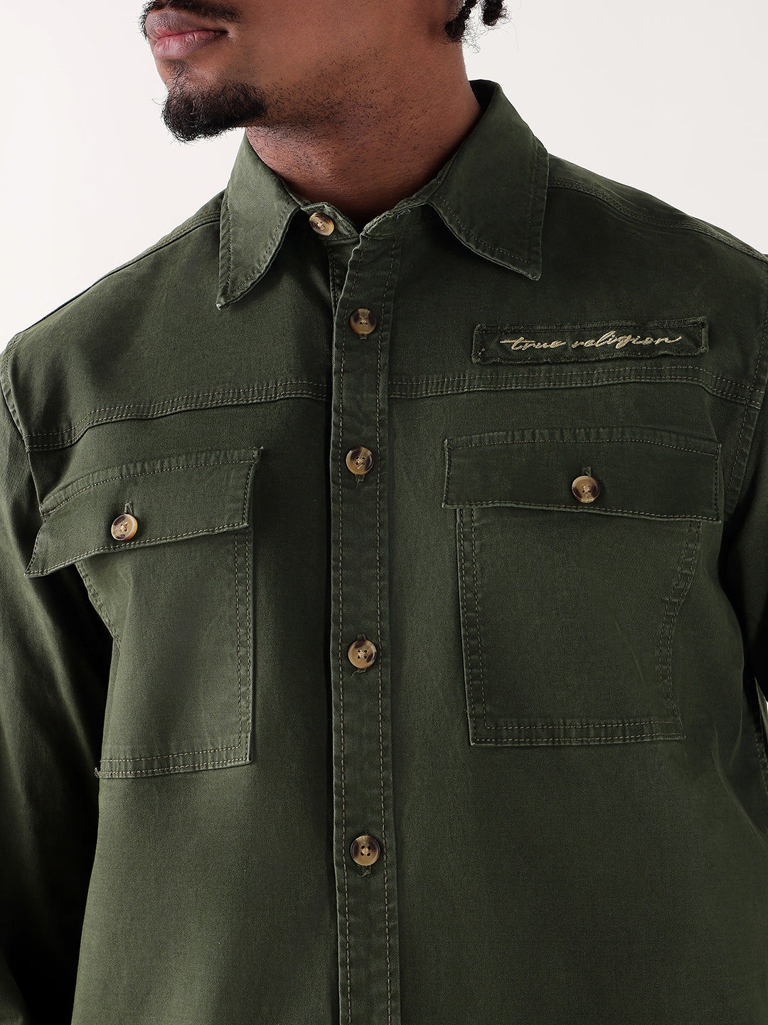 Men green regular fit shirt