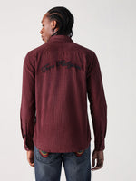 True Religion Men Red Solid Collar Shirt