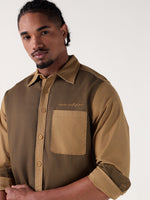 TRUE RELIGION Men Brown Color Blocked Regular Fit Shirt