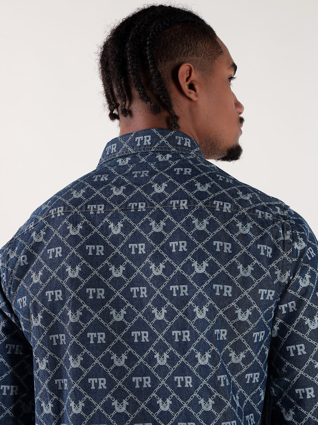 True Religion Men Blue Printed Regular Fit Shirt