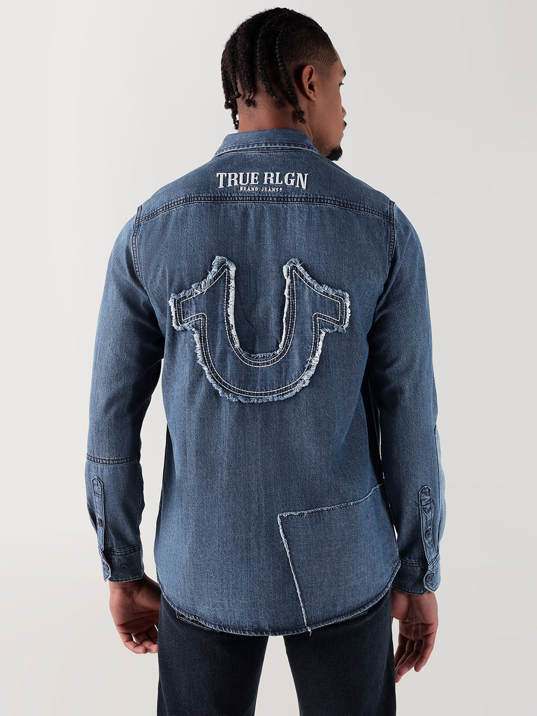 TRUE RELIGION Men Blue Regular Fit Shirt