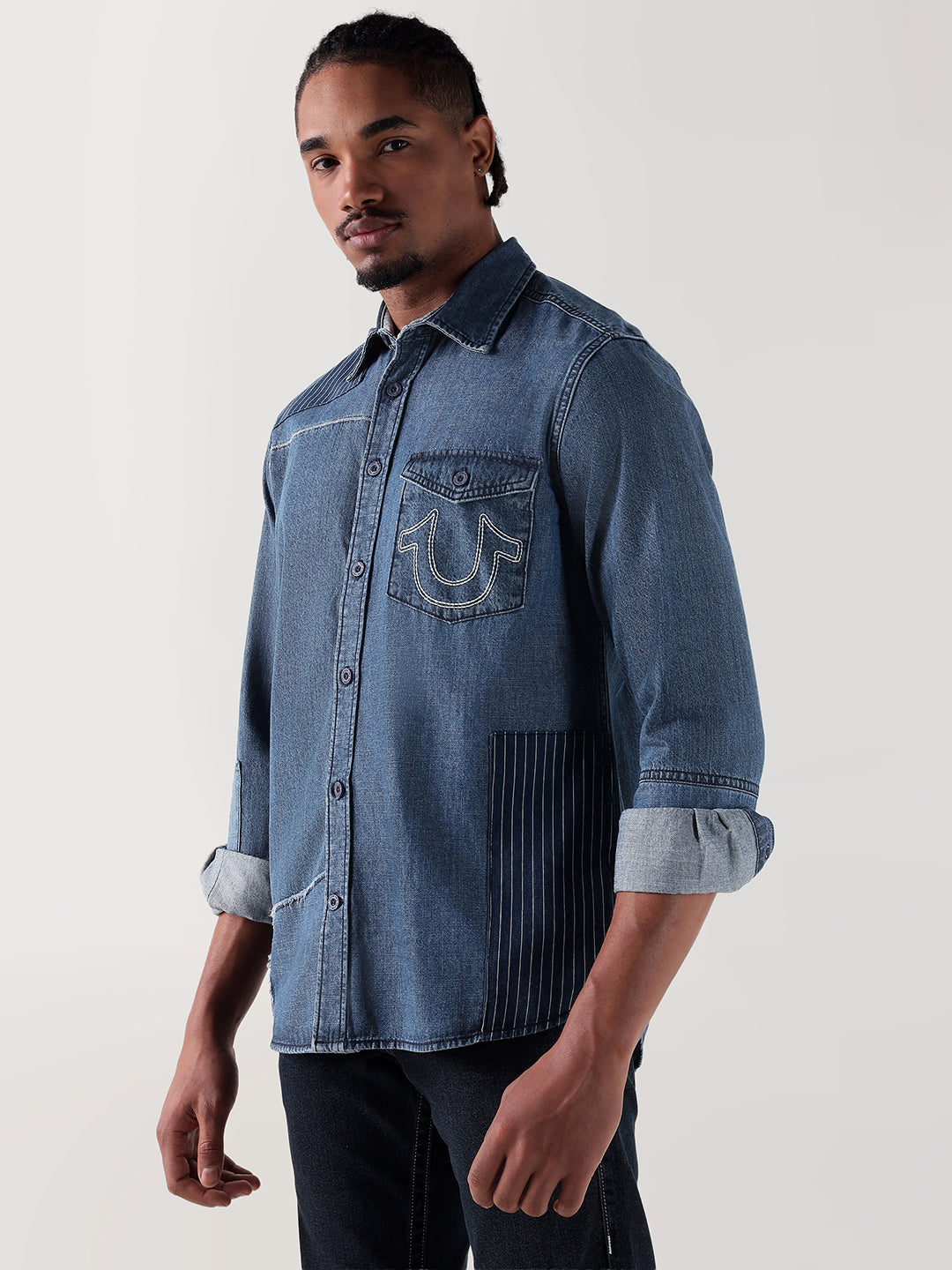 TRUE RELIGION Men Blue Regular Fit Shirt