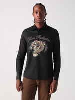 True Religion Men Black Solid Collar Shirt