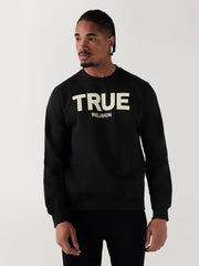 TRUE RELIGION Men Black Logo Round Neck Regular Fit Sweatshirt