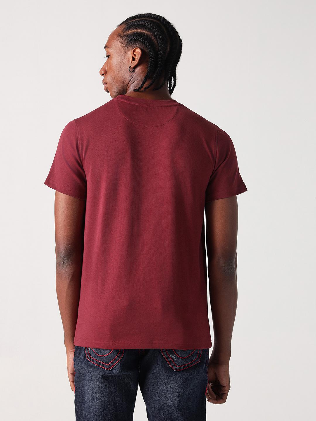 True Religion Men Red Solid Round Neck Tshirt