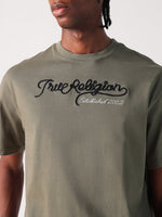 True Religion Men Green Solid Round Neck Tshirt