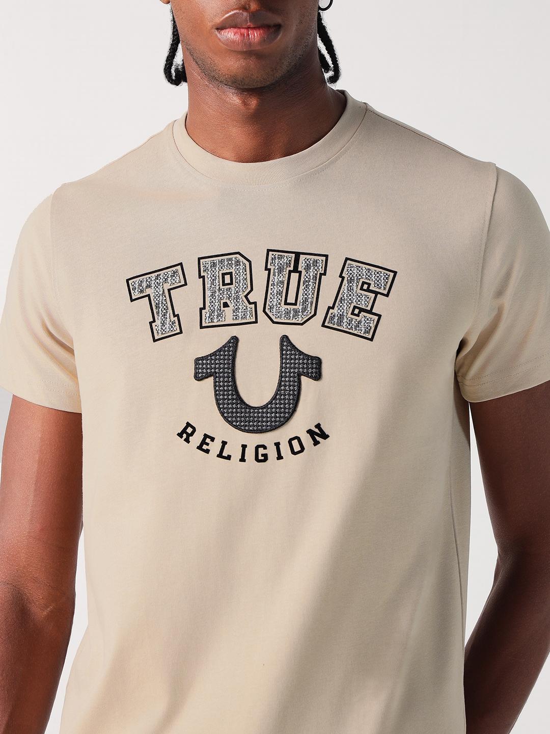 True Religion Men Beige Graphic Round Neck Tshirt