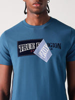 True Religion Men Blue Graphic Round Neck Tshirt