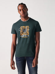 True Religion Men Green Solid Round Neck Tshirt