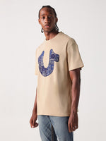 True Religion Men Beige Graphic Round Neck Tshirt
