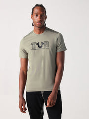 True Religion Men Green Solid Round Neck Tshirt