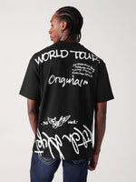 True Religion Men Black Printed Round Neck Tshirt