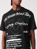 True Religion Men Black Printed Round Neck Tshirt