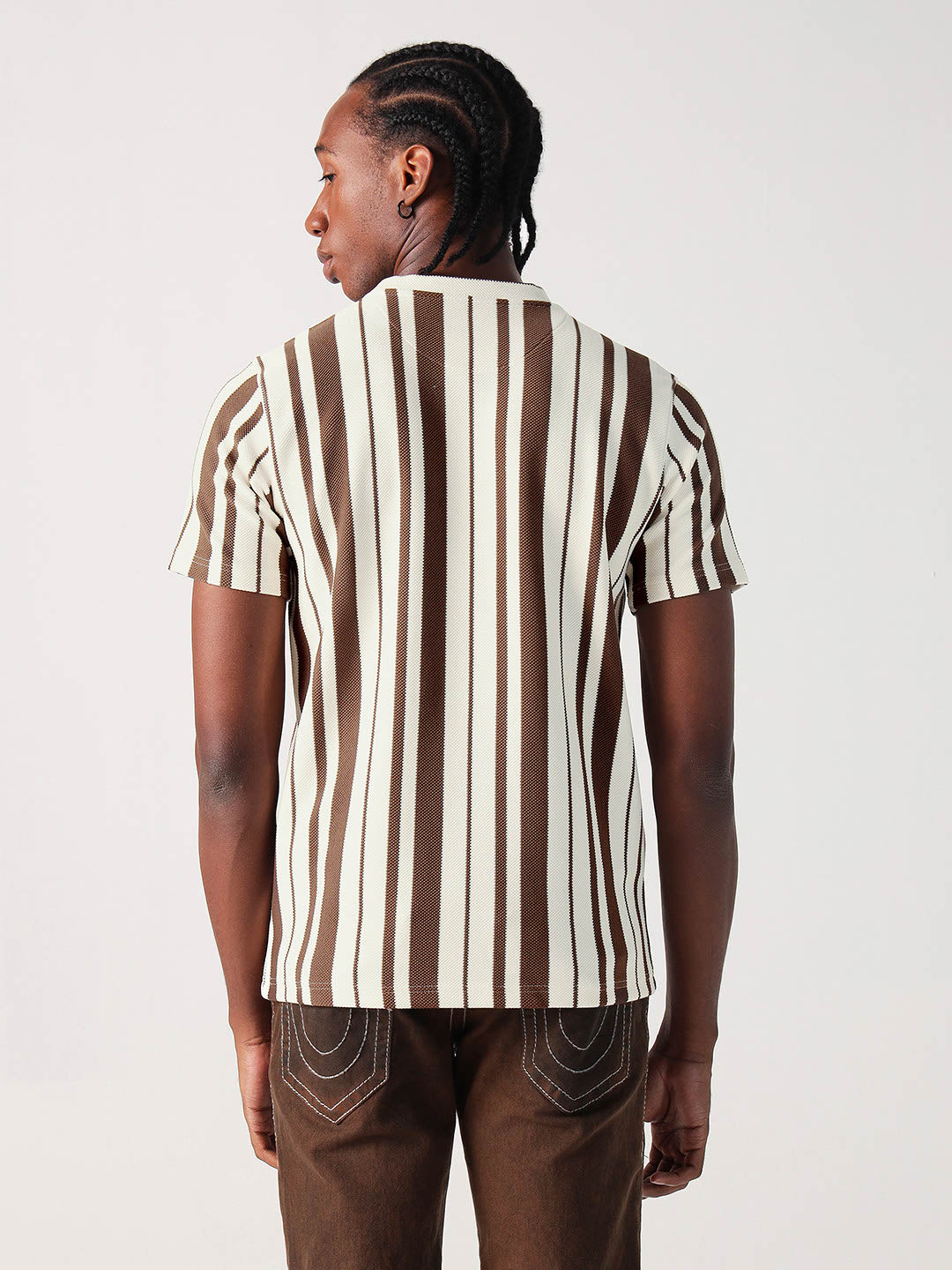 True Religion Men Multi Striped Round Neck Tshirt