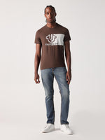 True Religion Men Brown Solid Round Neck Tshirt