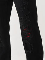 TRUE RELIGION Men Black Rocco SN Distressed Slim Fit Jeans