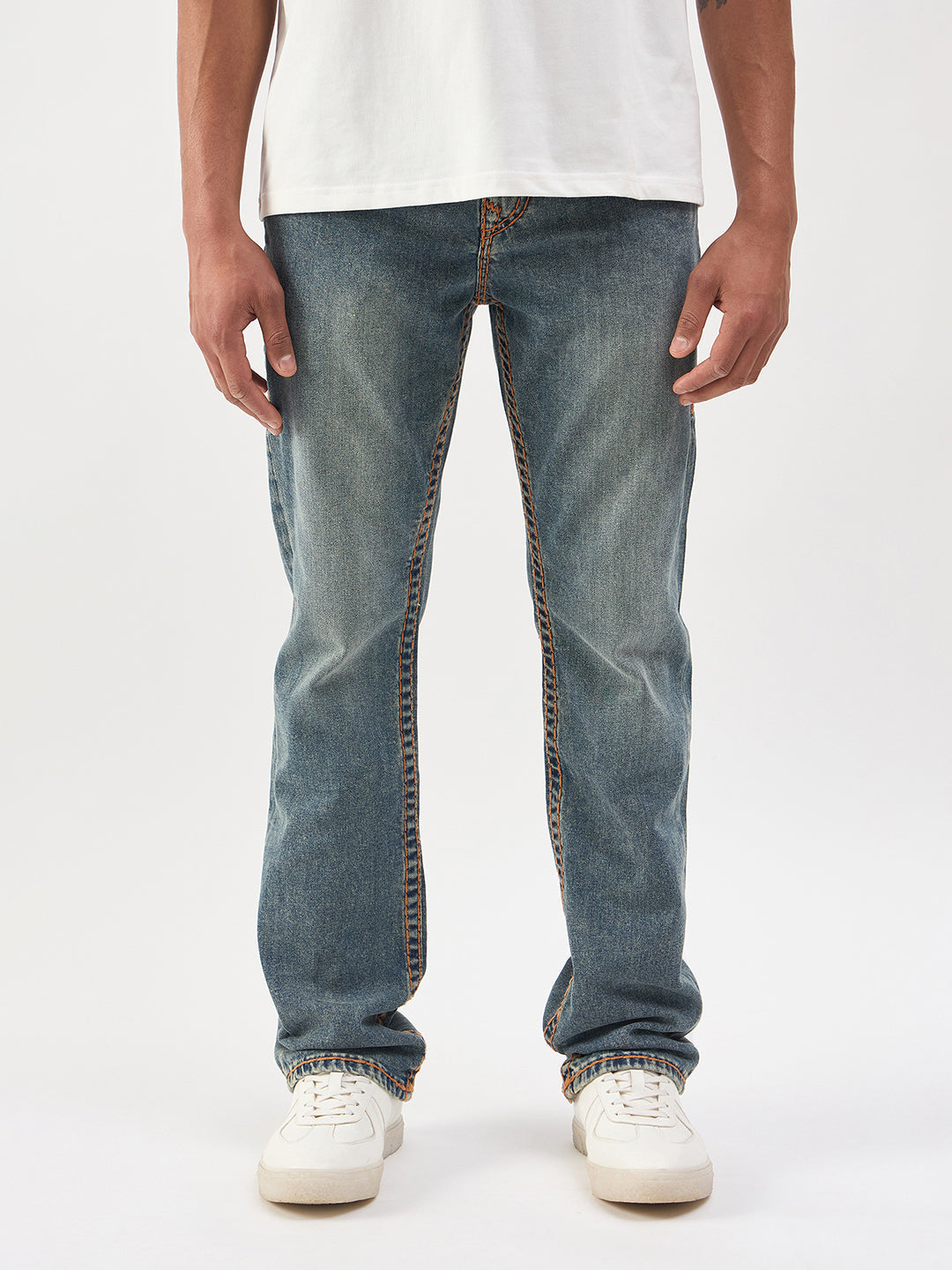 Men blue super t straight fit ricky jeans