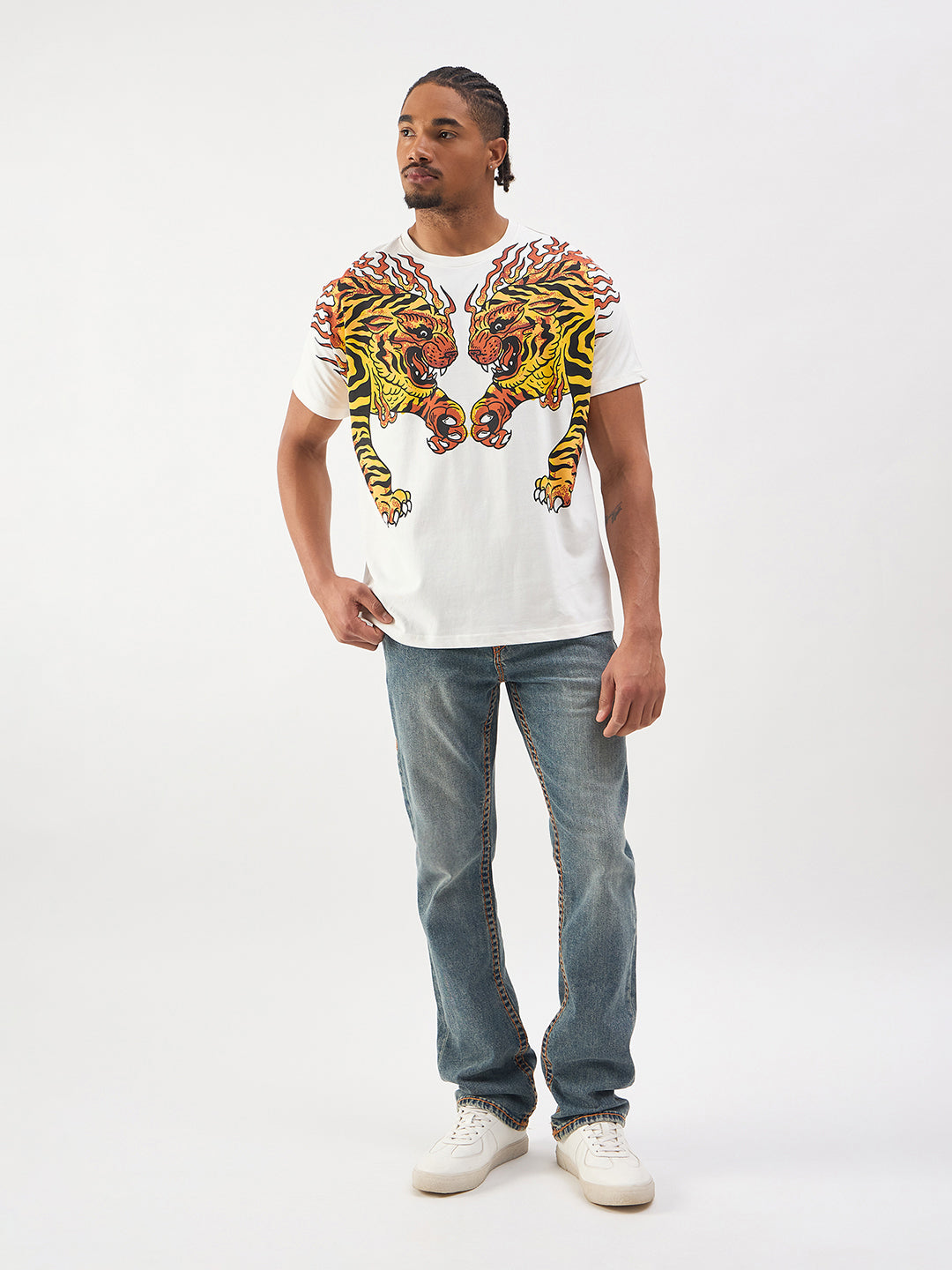 Men blue super t straight fit ricky jeans