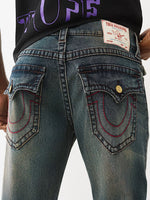 TRUE RELIGION Men Blue Ricky Big T Straight Fit Jeans