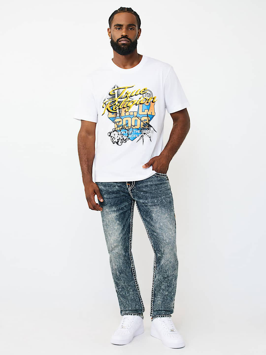 True Religion Men Blue Rocco Super T Skinny Fit Mid Rise Jeans